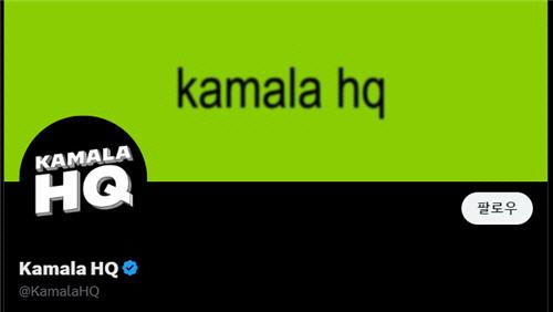 카멀라 해리스 선거 캠프 X 계정 [X 캡처]